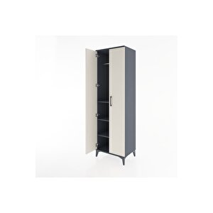 Hyperion Dolap 3 Raflı 2 Kapaklı Tek Askılı 60x44x195 Antrasit-aytaşı
