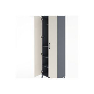 Hyperion Dolap 3 Raflı 2 Kapaklı Tek Askılı 60x44x195 Antrasit-aytaşı