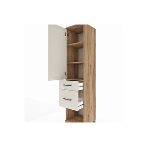 Hyperion Dolap 3 Raflı 2 Çekmeceli Tek Kapaklı 44x44x195 Çam-aytaşı