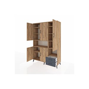 Hyperion Dolap 10 Raflı 2 Çekmeceli 5 Kapaklı 132x44x195 Çam-çam/antrasit