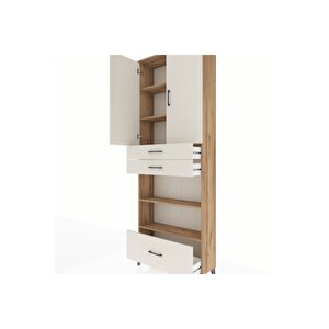Arges Dolap 5 Raflı 3 Çekmeceli 2 Kapaklı 88x30x243 Çam-aytaşı