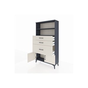 Arges Dolap 2 Raflı 3 Çekmeceli 2 Kapaklı 88x30x163 Antrasit-aytaşı