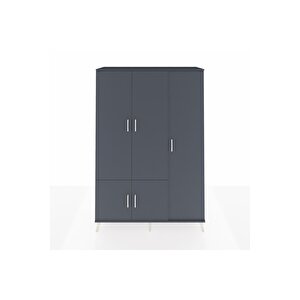 Hyperion Dolap 7 Raflı 5 Kapaklı Tek Askılı 132x44x195 Antrasit-antrasit/çam