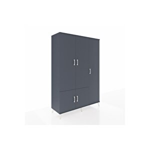 Hyperion Dolap 7 Raflı 5 Kapaklı Tek Askılı 132x44x195 Antrasit-antrasit/çam