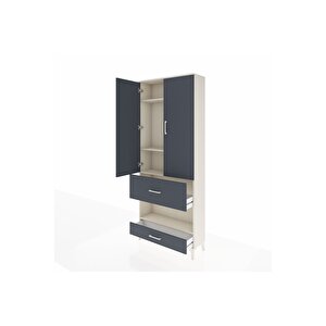 Arges Dolap 4 Raflı 2 Çekmeceli 2 Kapaklı 88x30x221 Aytaşı-antrasit