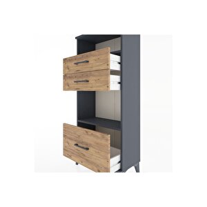Hyperion Dolap 2 Raflı 3 Çekmeceli 60x44x134 Antrasit-çam