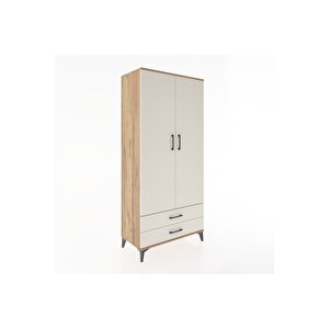 Hyperion Dolap 5 Raflı 2 Çekmeceli 2 Kapaklı 88x44x195 Çam-aytaşı