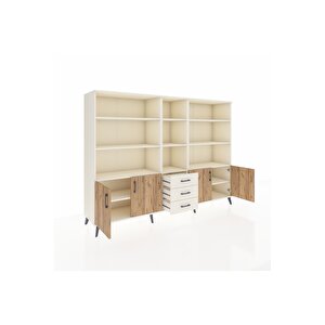 Hyperion Dolap 11 Raflı 3 Çekmeceli 4 Kapaklı 220x44x163 Aytaşı-çam/aytaşı