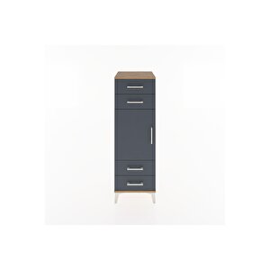 Hyperion Dolap 2 Raflı 4 Çekmeceli Tek Kapaklı 44x44x134 Çam-antrasit