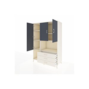 Kronos Dolap 6 Raflı 3 Çekmeceli 3 Kapaklı 132x59x195 Aytaşı-antrasit/aytaşı