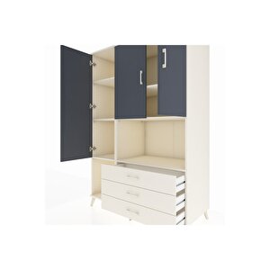 Kronos Dolap 6 Raflı 3 Çekmeceli 3 Kapaklı 132x59x195 Aytaşı-antrasit/aytaşı