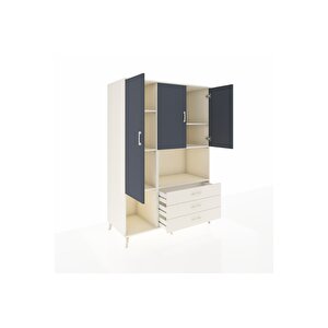 Kronos Dolap 6 Raflı 3 Çekmeceli 3 Kapaklı 132x59x195 Aytaşı-antrasit/aytaşı