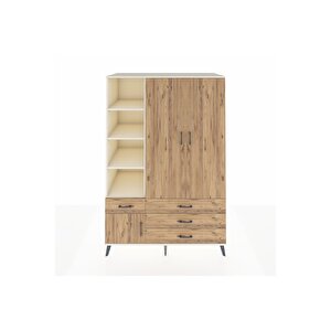 Kronos Dolap 5 Raflı 4 Çekmeceli Tek Askılı 132x59x195 Aytaşı-çam/çam
