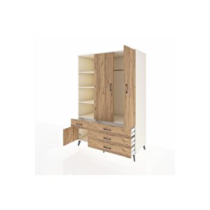 Kronos Dolap 5 Raflı 4 Çekmeceli Tek Askılı 132x59x195 Aytaşı-çam/çam