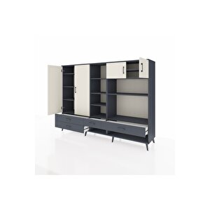 Hyperion Dolap 12 Raflı 4 Çekmeceli 4 Kapaklı 220x44x163 Antrasit-aytaşı/antrasit