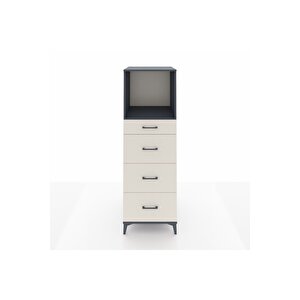 Kronos Dolap Tek Raflı 4 Çekmeceli 60x59x182 Antrasit-aytaşı