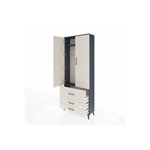 Arges Dolap 2 Raflı 3 Çekmeceli Tek Askılı 88x30x221 Antrasit-aytaşı