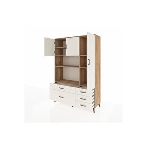 Hyperion Gardrop 7 Raflı 5 Çekmeceli 3 Kapaklı 132x44x195 Çam-aytaşı