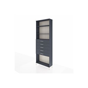 Arges Dolap 3 Raflı 5 Çekmeceli 88x30x243 Antrasit-antrasit