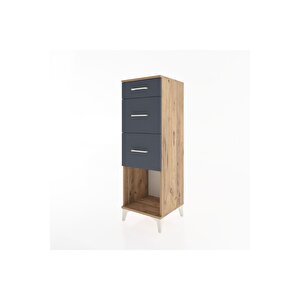 Hyperion Dolap 3 Çekmeceli 44x44x134 Çam-antrasit