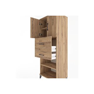 Hyperion Dolap 3 Raflı 2 Çekmeceli 2 Kapaklı 60x44x163 Çam-çam