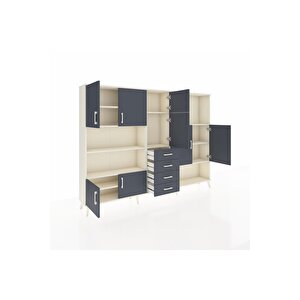 Arges Dolap 10 Raflı 4 Çekmeceli 8 Kapaklı 220x30x163 Aytaşı-antrasit