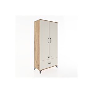 Hyperion Dolap 2 Raflı 2 Çekmeceli Tek Askılı 88x44x195 Çam-aytaşı