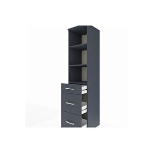 Hyperion Dolap 3 Raflı 3 Çekmeceli 44x44x195 Antrasit-antrasit