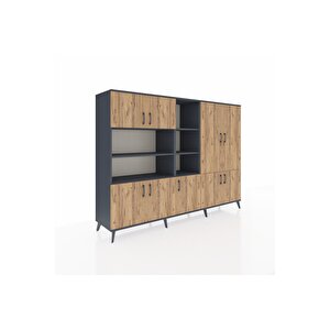 Hyperion Dolap 14 Raflı 9 Kapaklı 220x44x163 Antrasit-çam/antrasit