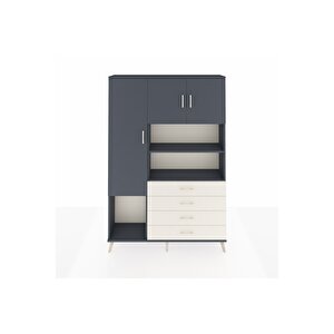 Arges Dolap 7 Raflı 4 Çekmeceli 3 Kapaklı 132x30x195 Antrasit-antrasit/aytaşı