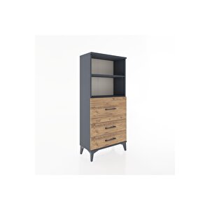 Hyperion Dolap 2 Raflı 3 Çekmeceli 60x44x134 Antrasit-çam