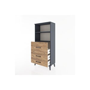 Hyperion Dolap 2 Raflı 3 Çekmeceli 60x44x134 Antrasit-çam