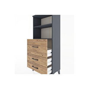 Hyperion Dolap 2 Raflı 3 Çekmeceli 60x44x134 Antrasit-çam