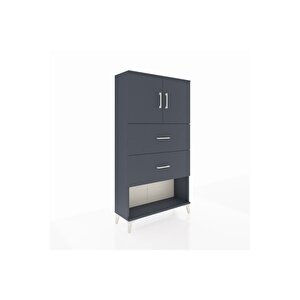 Arges Dolap 2 Raflı 2 Çekmeceli 2 Kapaklı 88x30x163 Antrasit-aytaşı