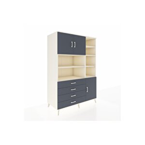 Kronos Dolap 9 Raflı 4 Çekmeceli 3 Kapaklı 132x59x195 Aytaşı-antrasit/antrasit