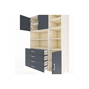 Kronos Dolap 9 Raflı 4 Çekmeceli 3 Kapaklı 132x59x195 Aytaşı-antrasit/antrasit