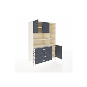 Kronos Dolap 9 Raflı 4 Çekmeceli 3 Kapaklı 132x59x195 Aytaşı-antrasit/antrasit
