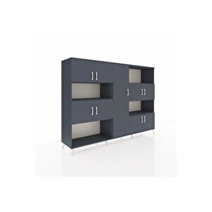 Hyperion Dolap 10 Raflı 9 Kapaklı 220x44x163 Antrasit-antrasit