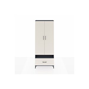 Arges Dolap 5 Raflı Tek Çekmeceli 2 Kapaklı 88x30x221 Antrasit-aytaşı