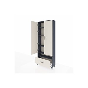 Arges Dolap 5 Raflı Tek Çekmeceli 2 Kapaklı 88x30x221 Antrasit-aytaşı