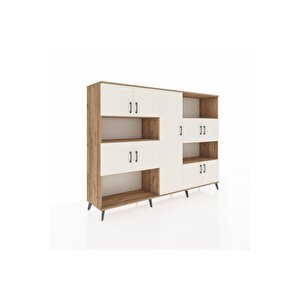 Hyperion Dolap 10 Raflı 9 Kapaklı 220x44x163 Çam-aytaşı/çam