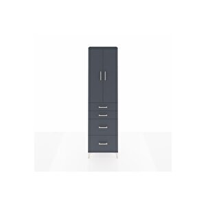 Arges Dolap 3 Raflı 4 Çekmeceli 2 Kapaklı 60x30x221 Antrasit-antrasit