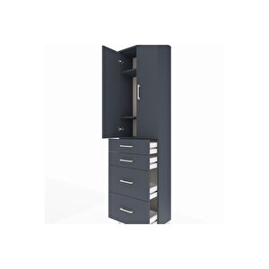 Arges Dolap 3 Raflı 4 Çekmeceli 2 Kapaklı 60x30x221 Antrasit-antrasit