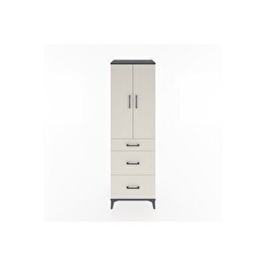 Hyperion Dolap 3 Raflı 3 Çekmeceli 2 Kapaklı 60x44x195 Antrasit-aytaşı