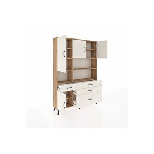 Arges Gardrop 9 Raflı 4 Çekmeceli 4 Kapaklı 132x30x195 Çam-aytaşı