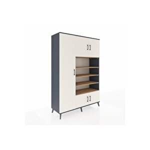 Hyperion Dolap 10 Raflı 5 Kapaklı 132x44x195 Antrasit-aytaşı/çam