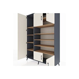 Hyperion Dolap 10 Raflı 5 Kapaklı 132x44x195 Antrasit-aytaşı/çam