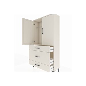 Arges Dolap Tek Raflı 3 Çekmeceli Tek Askılı 88x30x163 Aytaşı-aytaşı