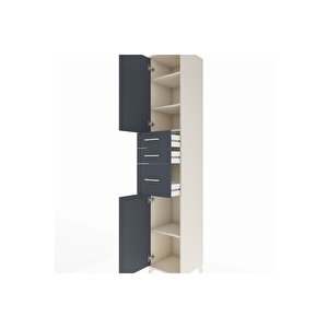 Hyperion Dolap 4 Raflı 3 Çekmeceli 2 Kapaklı 44x44x243 Aytaşı-antrasit