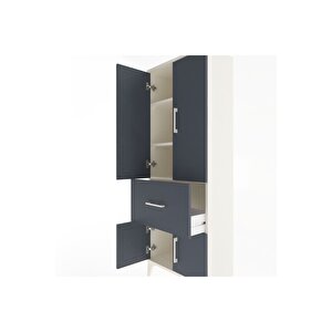 Arges Dolap 3 Raflı Tek Çekmeceli 4 Kapaklı 60x30x163 Aytaşı-antrasit